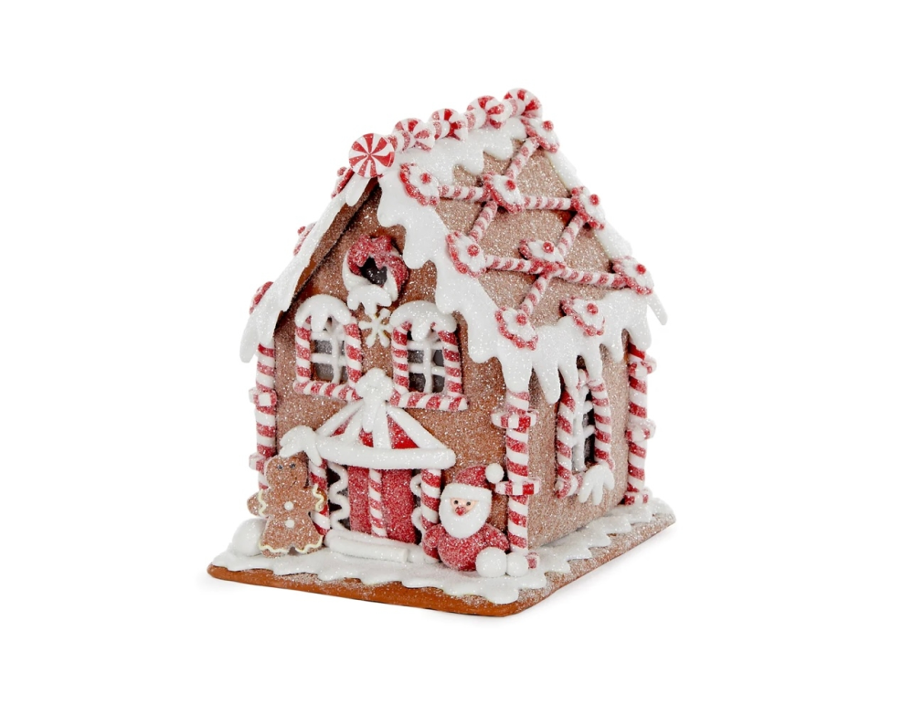 お菓子の家をクリスマスの置物として作りたいんですが、これを作るには材料は何を使うといいでしょうか？お菓子ではなくフェイクです。この画像はアメリカ？の雑貨屋さんのオンラインショップで見つけました。