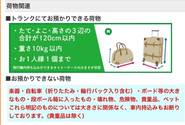 至急】ジャムジャムライナーに乗るのですが、手荷物が2つになってしまう... - Yahoo!知恵袋