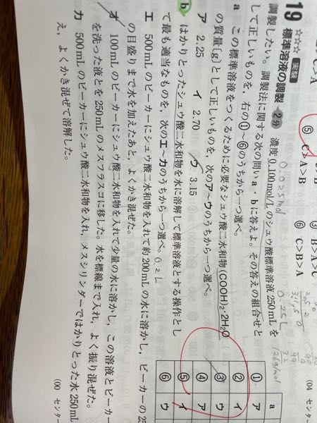 bのエとオの違いがいまいちよくわかりません。ただ、ビーカーの大きさが違うだけなような気がして腑に落ちないので、どなたか解説お願いします。