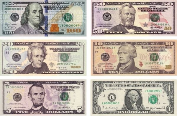 アメリカの紙幣の人物教えて下さい。 100ドル 50ドル 20ドル 10ドル 5ドル 1ドル 2ドル何って紙幣ないですよね？
