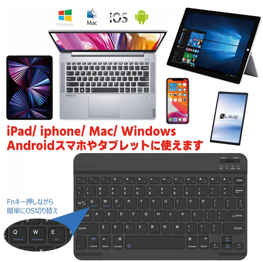 下記タイプのものをiPadで使用する場合、英字かな変換はどのキーを押せばなるのでしょうか？ 無知ですみません よろしくお願いします。