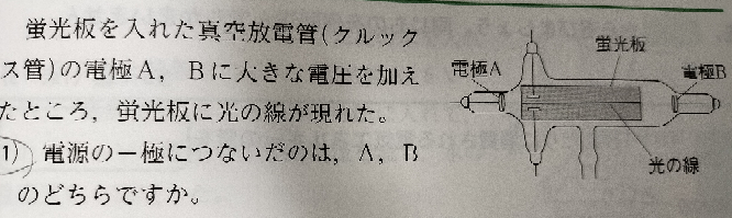 この問題ってどう見れば答えがわかるんですか？ クルックス管での極の見分け方とかあるんですか？