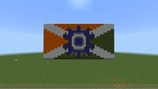 マイクラのコンクリートブロックを使って 空想の国旗を作ってみたのですが かっこいいと思いますか？