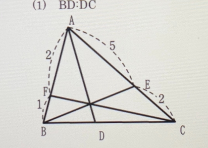 数学の問題です。 下の図において、次の比を求めなさい。