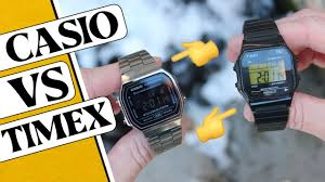 TIMEXとCASIO どちらが優れていますか？ 似たようなレトロな腕時計ですが、 どうなんでしょうか？ TIMEX Classic Digital https://www.timexwatch.jp/c/collections/classics CASIO Classic https://www.casio.com/jp/watches/casio/casio-classic/premium/ タイメックス カシオ 腕時計 チプカシ チープカシオ デジタル