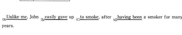 英語の問題で分からないところがあったので教えていただきたいです cをsmokingに直すらしいのですが理由がわかりません