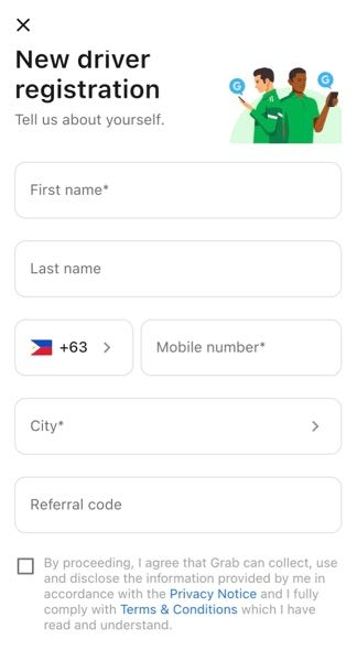 これからフィリピン、セブ島留学に行くため、grab driverというアプリを入れたのですが、電話番号以下はなにを入力すればいいのでしょうか？