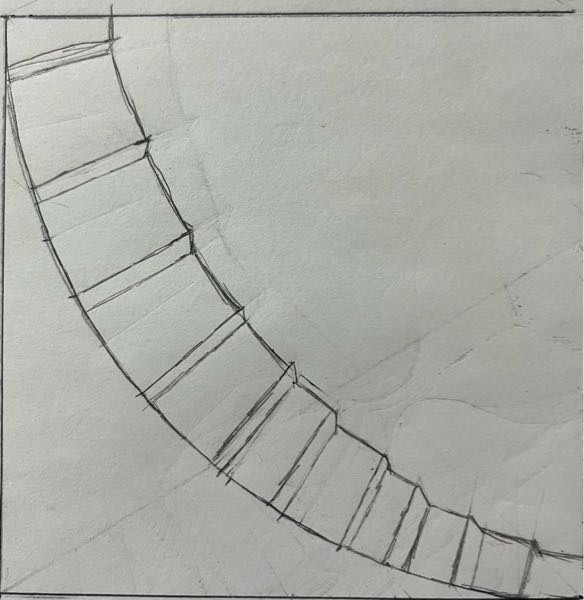 絵が得意な方、この向きの螺旋階段はどうすれば上手くかけますか？上から見ている感じです。曲がり具合はこのままが良いです。