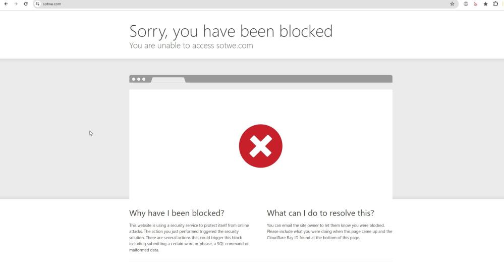 PCからsotweというサイトにアクセスしようとするとSorry, you have been blocked You are unable to access sotwe.com と表示されます スマホからはアクセスできます。キャッシュの削除、IPアドレスの変更、ルーターのリセットなど行いましたがダメでした。どうにかなりませんか？