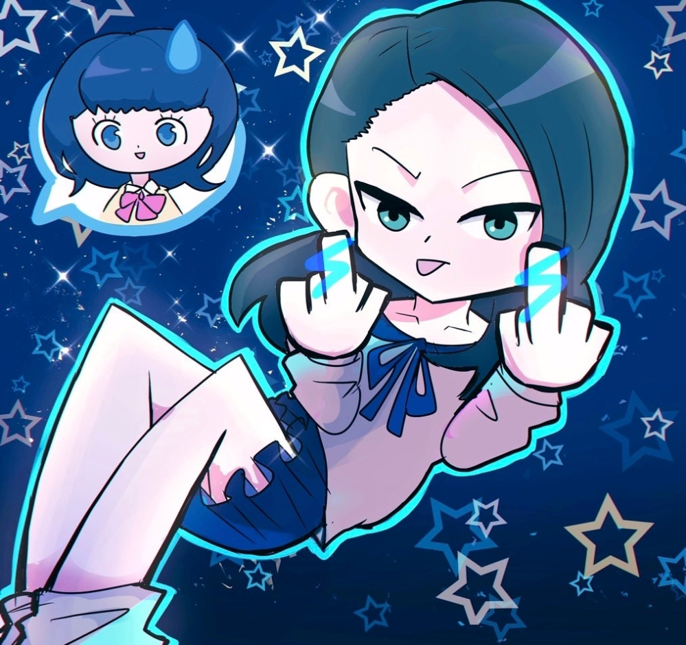 中指を立てるインド人と、可愛い生命体が中指立ててる絵+a この絵、中指立ててるように見えますか？イラストアドバイス - Yahoo