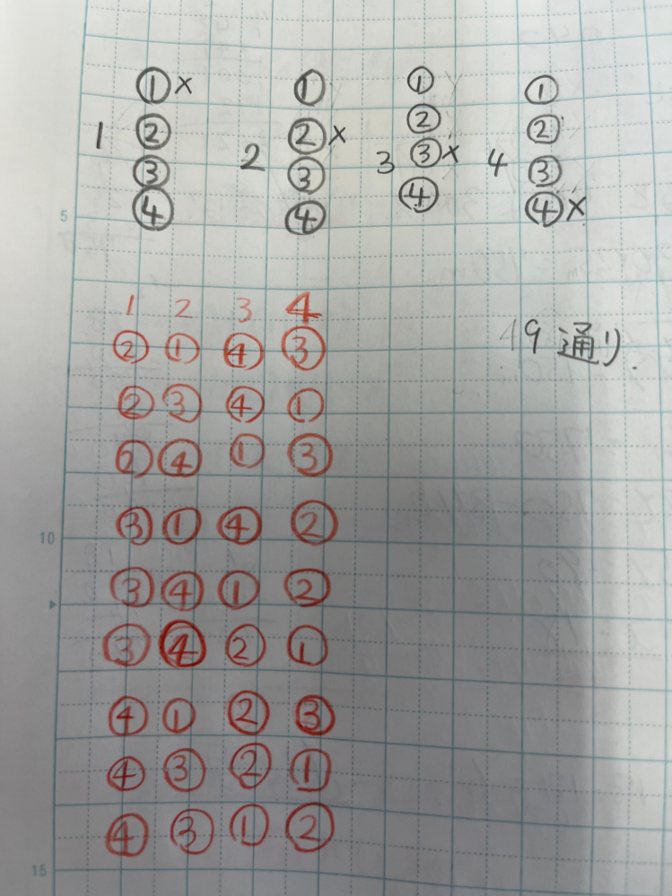 1,2,3,4,の異なる数字が書かれた封筒とカードがあります。一枚ずつ