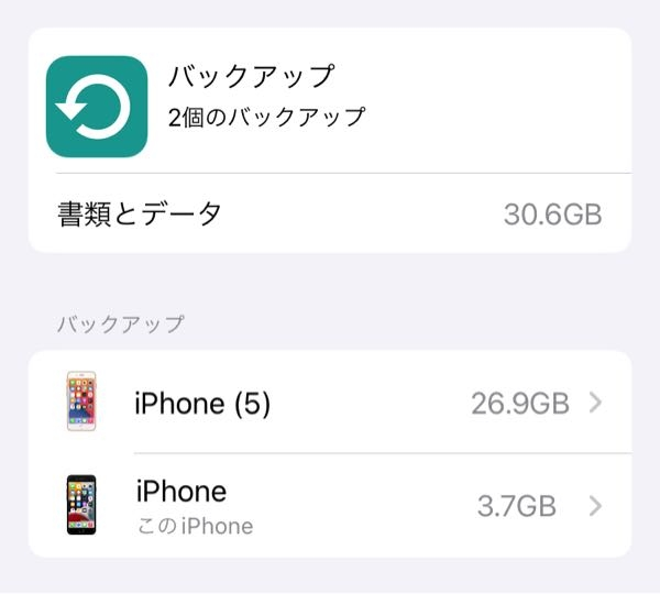 [至急]iPhone iCloud バックアップについて この2人のiPhoneはどちらも自分のもので、 またAppleIDも同じであり引き継ぎもしています。 上段のiPhone(5)のバックアップ量が尋常では無いので下段のiPhone(この端末)から削除したいのですが何か影響はありますか？ 拙い文章で申し訳ありません、 是非有識者様にお伺いしたいです。