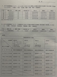 定期預金の解約利息額の計算の仕方。
計算式と答えを教えてください。

①から⑥までお願いします。

間違えててもいいです。 