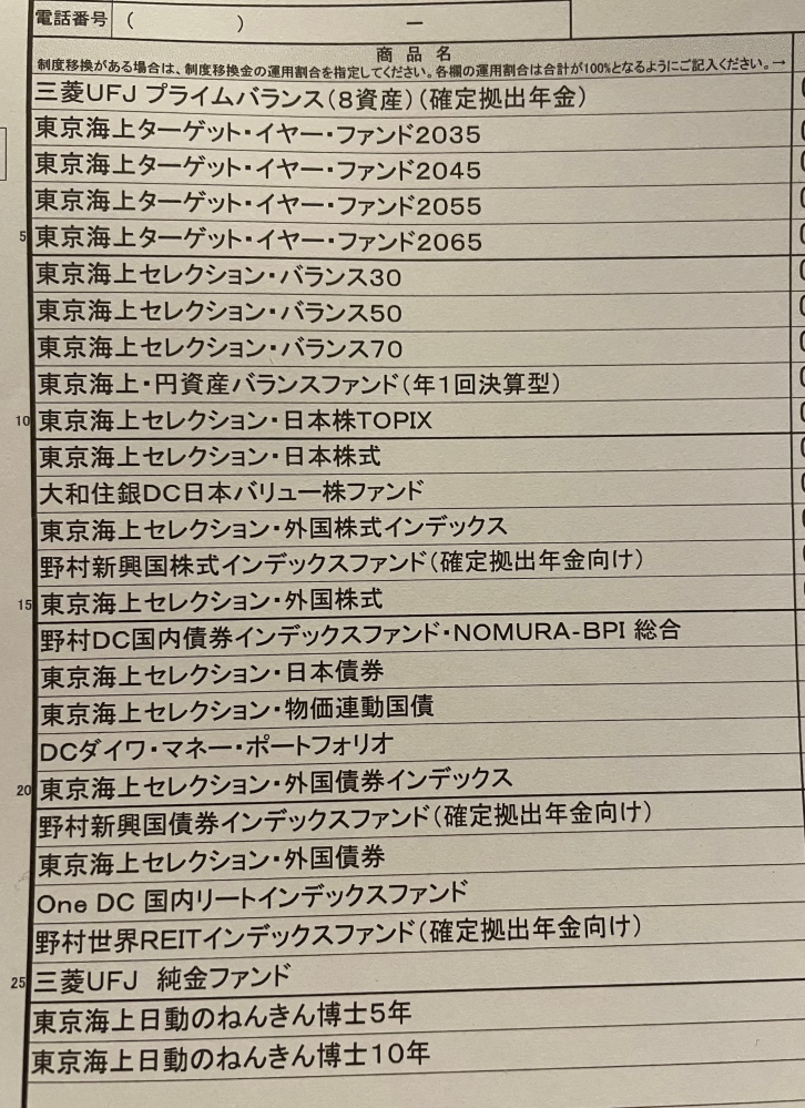 企業型確定拠出年金について質問です。 当方確定拠出年金初めてのため、あまり理解しておりません。 ネットの情報や、パンフレットなども読みましたが、どの商品がいいのかよく分かりませんでした。 この一覧の中から、どの銘柄がいいのか、またその理由など教えていただけると幸いです。 よろしくお願いいたしますm(_ _)m