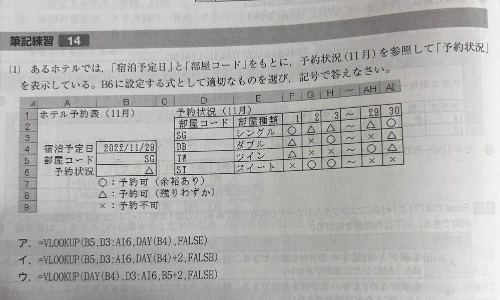 これの答えが イ になるんですけど解き方、解説をして頂きたいです。DAY(B4)+2がよく分からないです。