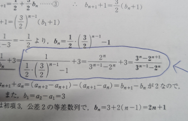 青で囲った部分の流れがわかりません どなたか教えてください！！