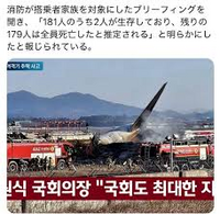 韓国飛行機事故

事故の原因、コンクリートの壁

David Learmount（航空安全専門家） 「機長に与えられた状況から見て彼はできる限り最善の着陸をして最後の瞬間まで大きなダメージを受けなかった。その後、硬いものに激しく衝突して爆発した。」

「あのような構造物はあってはならないものだった。ILSアンテナなどは普通あり得るが、あのような硬い構造物に深く包まれてはいけない。...