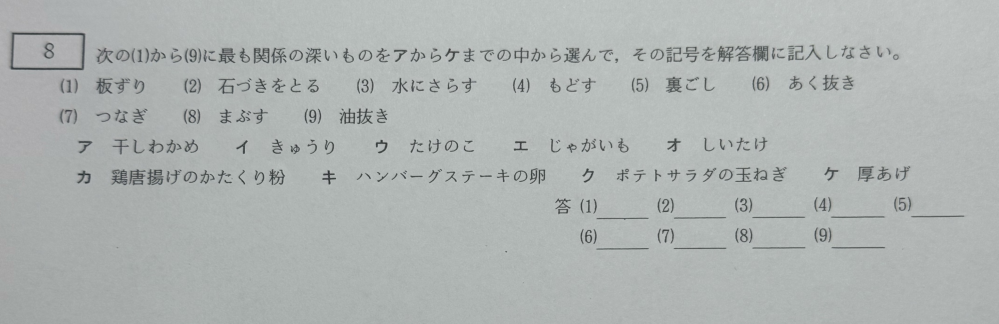 フードデザインの問題教えてください