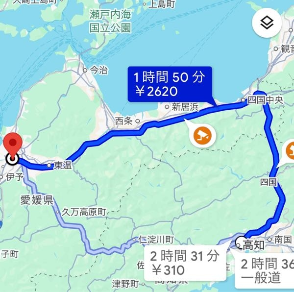 こんにちは。四国住みの方に質問です。2025年1月18日（土）に高知県から愛媛県に車で行こうと思っています。 夜20:00頃から愛媛県から高知県に帰ろうと思っているのですが、高速道路は路面凍結するでしょうか？？ノーマルタイヤはやはり怖いですか？ 下のルートで行こうと思ってます。