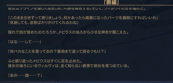 崩壊3rdでヴィルヴィの追憶の皿の11番目の話でメビウスに誰？って言ったヴィルヴィはどのヴィルヴィですか？