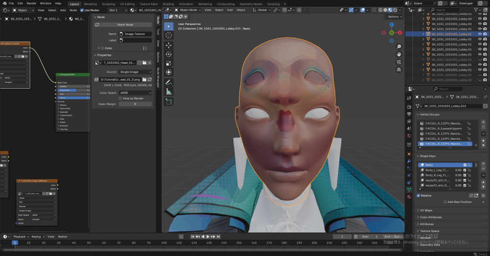 blenderで2D画像からテクスチャの貼り付けをしていたのですが、なぜか顔の部分だけ大きくずれてしまいます。原因がわかる方教えていただけませんか？