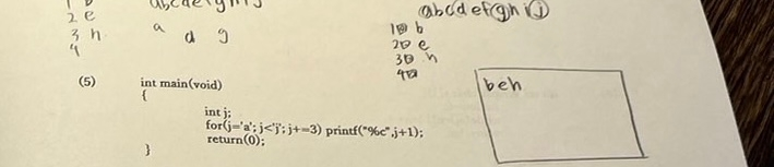 C言語のプログラムからパソコンを使わずに手で実行結果を求める問題なのですが求める過程が分からなくて困っています。どなたか教えてください。