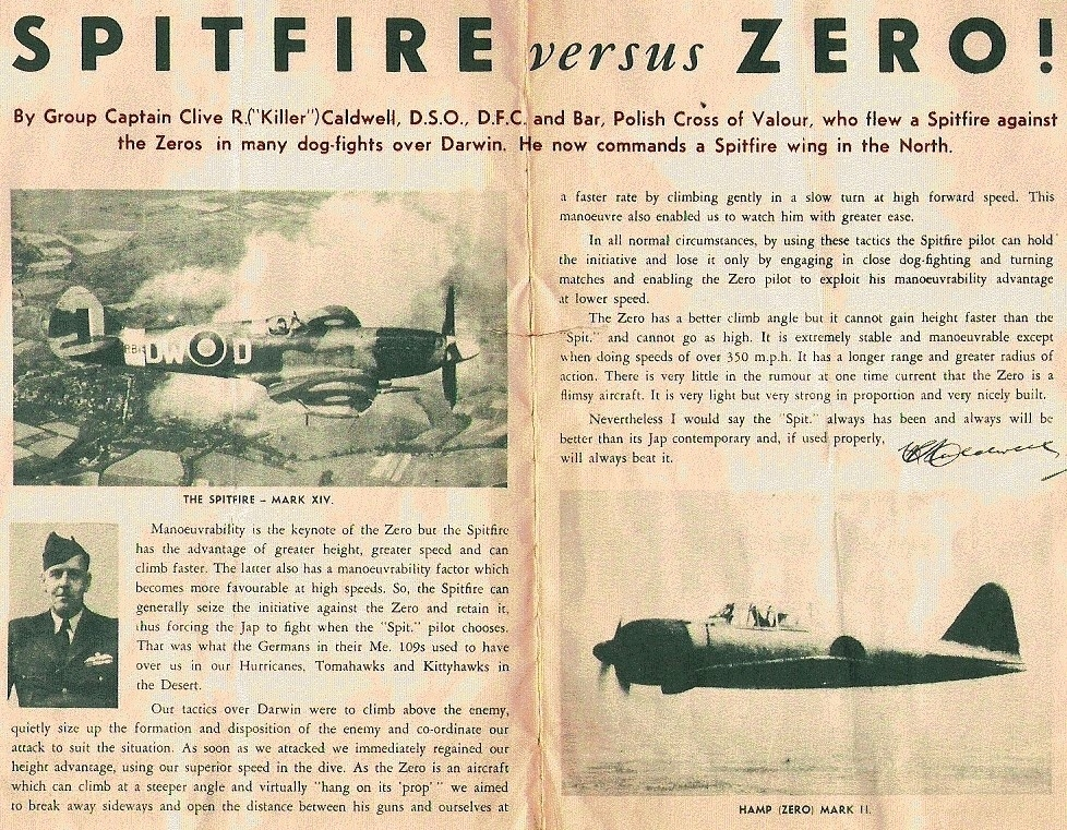 【零戦vsスピットファイアの空戦９回、全て零戦の圧勝】 https://ja.wikipedia.org/wiki/%E3%82%B9%E3%83%BC%E3%83%91%E3%83%BC%E3%83%9E%E3%83%AA%E3%83%B3_%E3%82%B9%E3%83%94%E3%83%83%E3%83%88%E3%83%95%E3%82%A1%E3%82%A4%E3%82%A2 全９回の空戦で零戦７機喪失に対して、スピットファイアは34～35機喪失と大きな損害を受けた。RAAFのコールドウェル中佐は「零戦との格闘戦は賢明ではない。高速を利用した急降下攻撃を何度も繰り返すべき」とパイロットに訓示したが、 零戦との戦況は好転しなかった。 一撃離脱に徹したのに９回、全て完敗。なぜ？