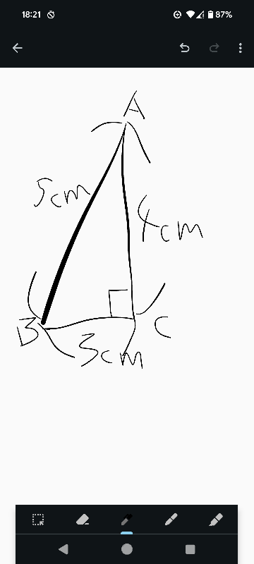 中1数学の問題なのですが、三角形abcのabを回転の軸として一回転させた図形の体積を求めてほしいです。わかりません