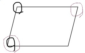 平行四辺形の角について 黒丸のところは足したら180°になりますよね？(問題の回答にそう書いてあった) では、赤丸のところを足すと何度になるのでしょうか？