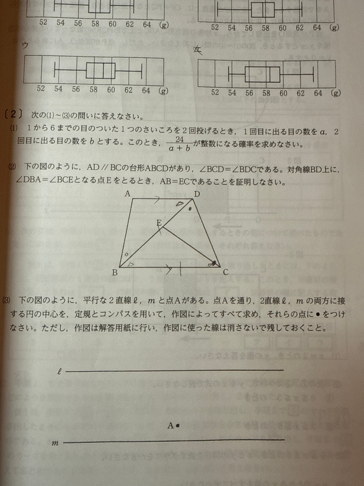 中学数学について質問です。⑶の作図の仕方を教えて下さい！