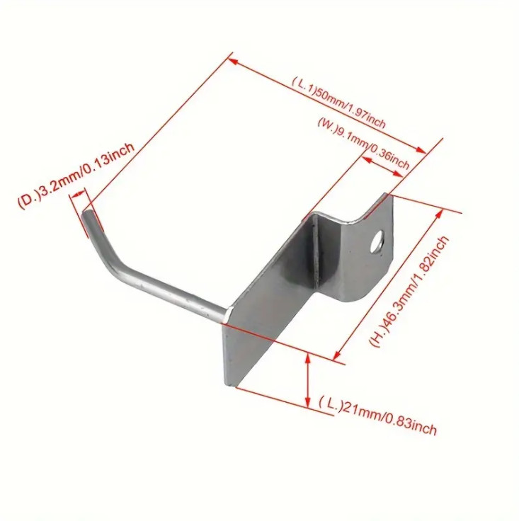 DIYに詳しい方、お願いします。 画像にある金具探しています。 商品名「スロットフック」らしいです。 「ステンレス製」の「50mm前後」が、見つかりません。 100mmくらいは、沢山出てきます。 何処で取り扱いあるのか、分かる方、教えて下さい。