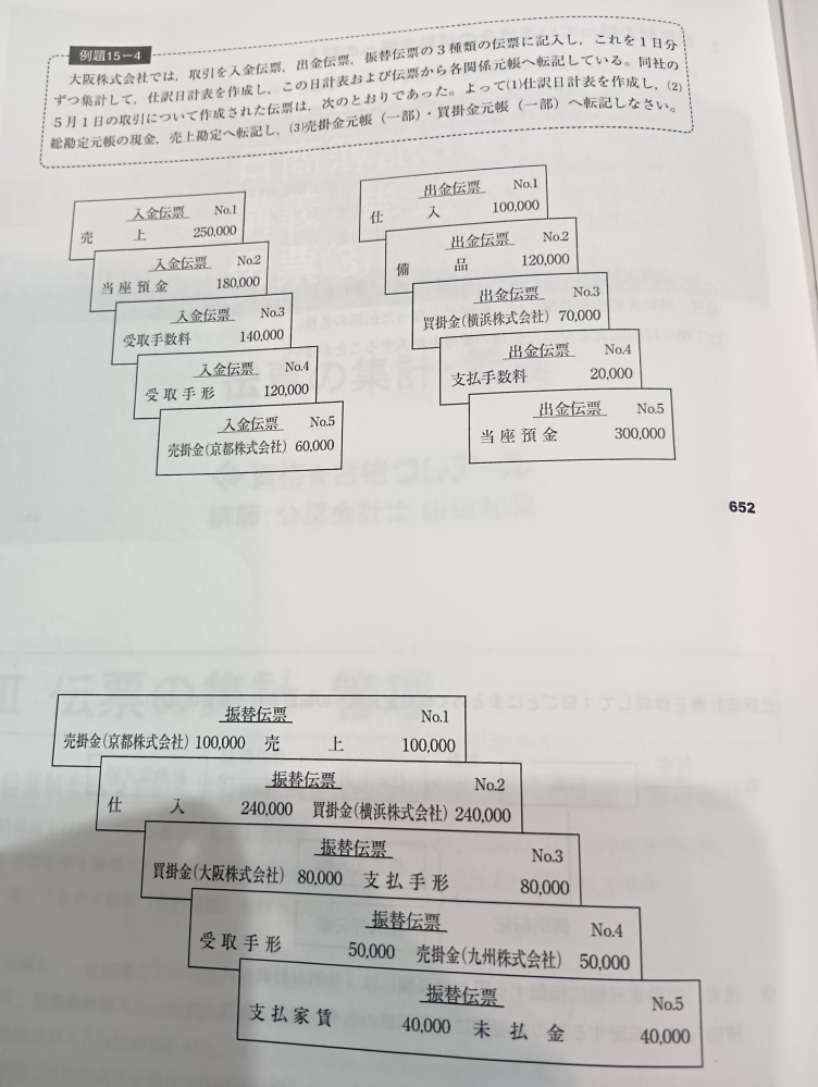 簿記3級を独習しています。 画像の伝票から、 仕訳日計表の現金が、 借方750000 貸方610000になる になる仕組みがわかりません。 それ以外の当座預金他のやり方はわかりました。 すみませんが教えてください。