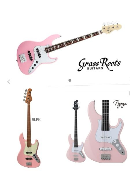 エレキベースを買いたいく、ピンク色のベースを探しているのです