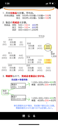 等級別の原価計算なのですが1200÷300x200の箇所でこの300が