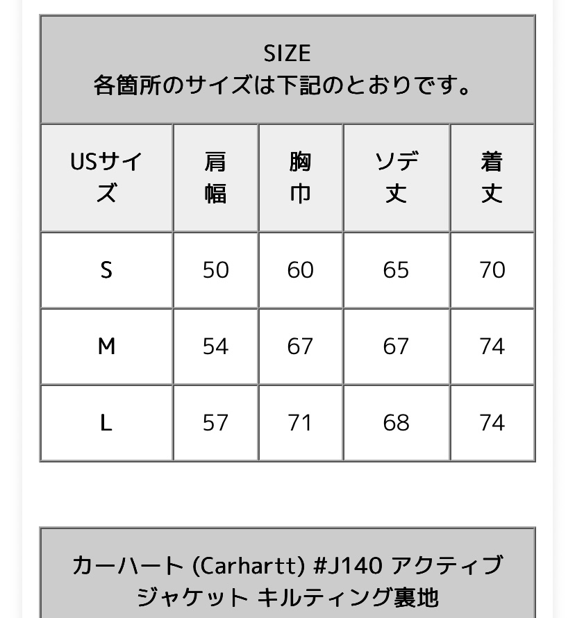 Carharttカーハートアクティブジャケットサイズ感についていまUS