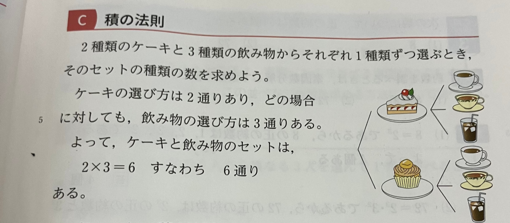 画像の式について なんで2×3なんですか？飲み物3個が2個あるってみて3×2ならわかるんですけど2×3ってどういう計算してるんですか？