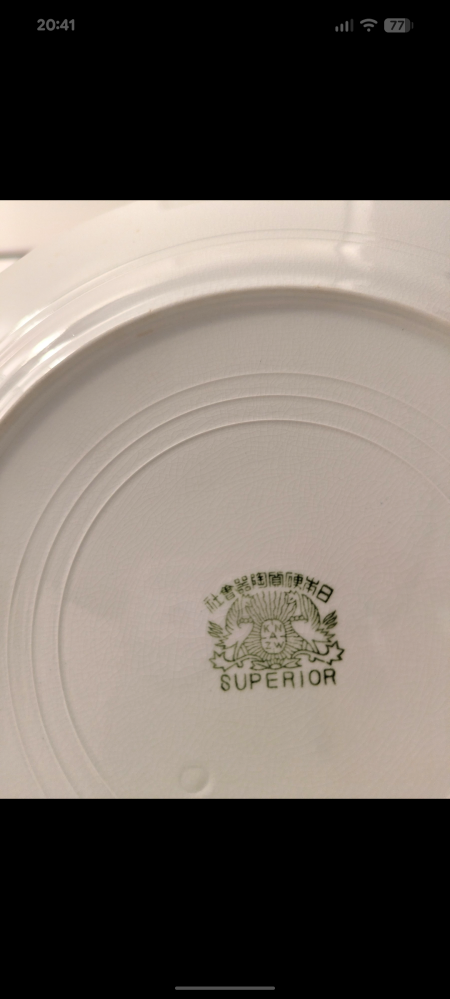 なにかがついたお皿 日本硬質陶器のお皿の年代について質問です骨董市で日本硬質陶器のお皿