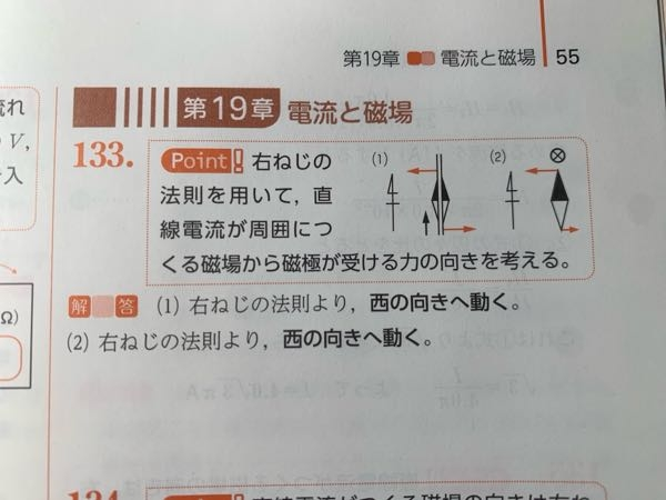 どのように右ねじの法則を用いたら、西の向きになるのか教えてください！