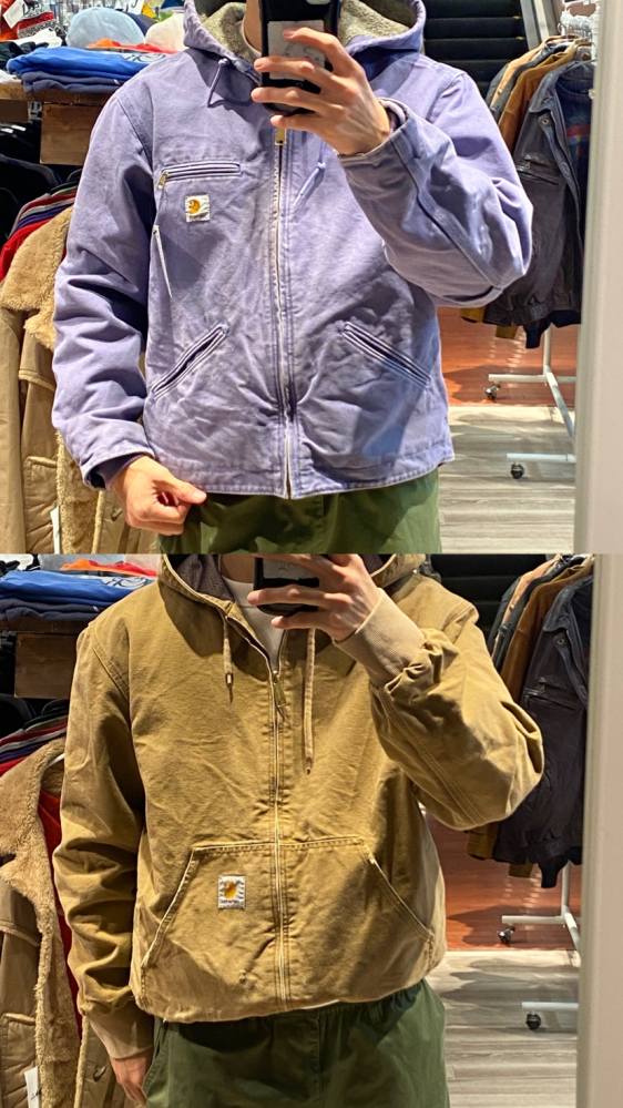 初めてカーハートのジャケットを購入するか悩んでいます。上は珍しい紫