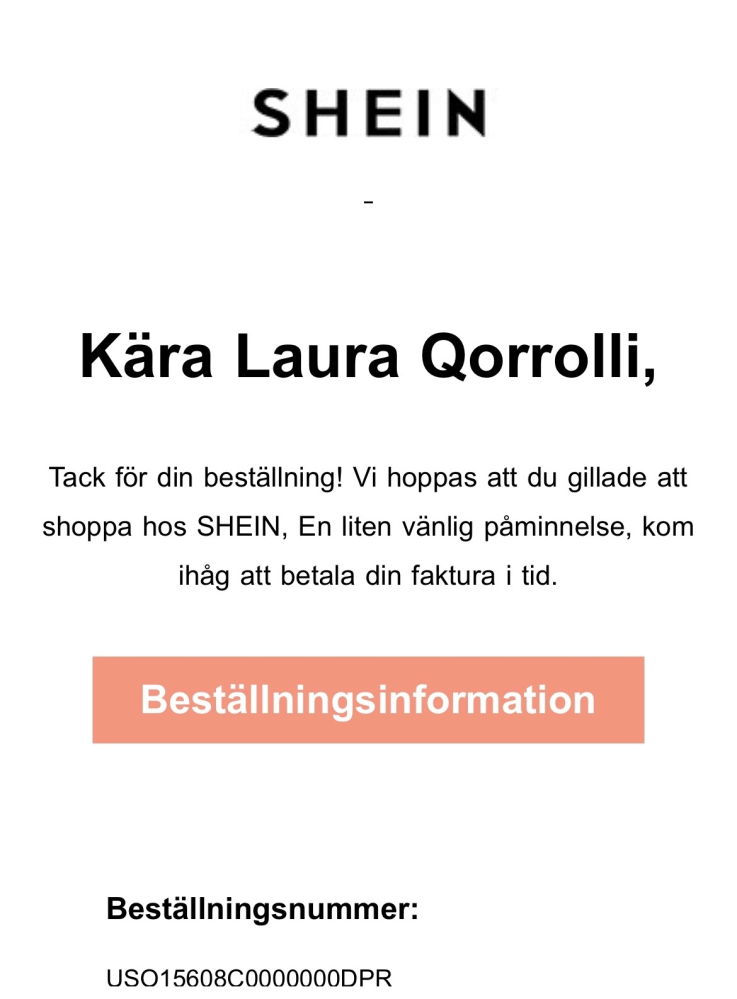 あっちゃん他の方ご購入不可 Sheinから急に謎の購入メールが届きました。 - 私はSh - Yahoo!知恵袋