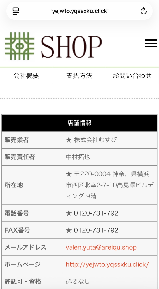 このサイトは詐欺でしょうか？こちらのサイトから商品を購入しましたが