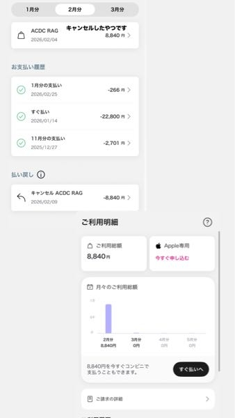 ペイディで支払いにしてて商品キャンセルし、請求がきたのですがこれは 