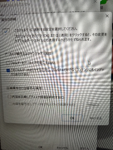windows11に関する質問です ファイルにロックをかけたいのですが、「内容を暗号化してデータをセキュリティで保護する」の項目が押せません どうすればできるようになりますか？