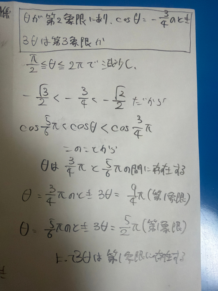 Geminiに聞いたのですが三角関数の問題でこの解答だと減点されると言