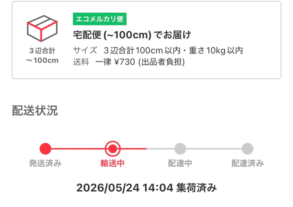 メルカリで23日に購入し、その日に発送していただいたのですが