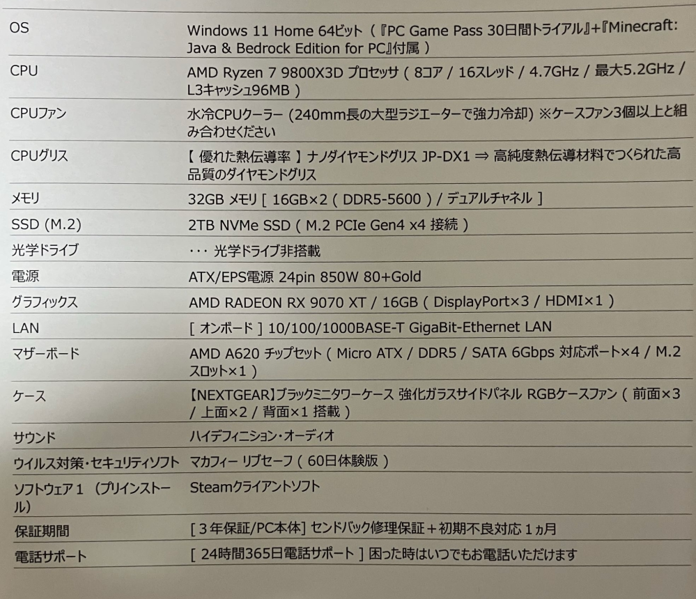 RyzenとAMDのパソコンに詳しい人に質問です。1年程前に画像のデス