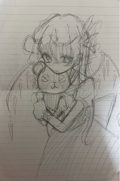 こういう感じのぬいぐるみを持ってるイラストが上手に描けません 