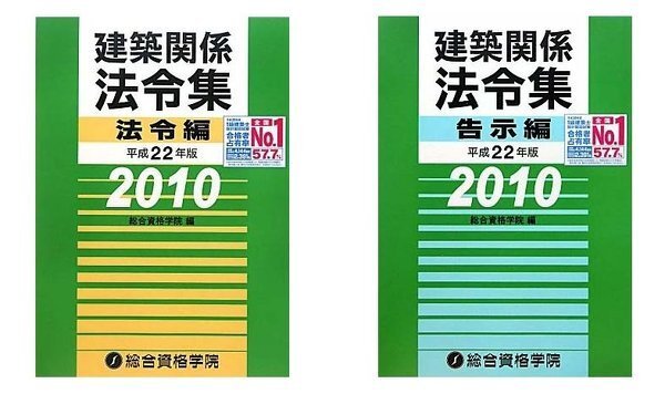 大出血セール！！！総合資格学院 一級建築士 (※法令集告示編は2020年度) 建築関係法令集 線引き済み 法令編告示編セット令和6年版 2024
