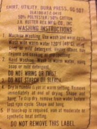 アメリカ製の服のタグの選択に関しての英語の注意書きが読めないので教えて Yahoo 知恵袋