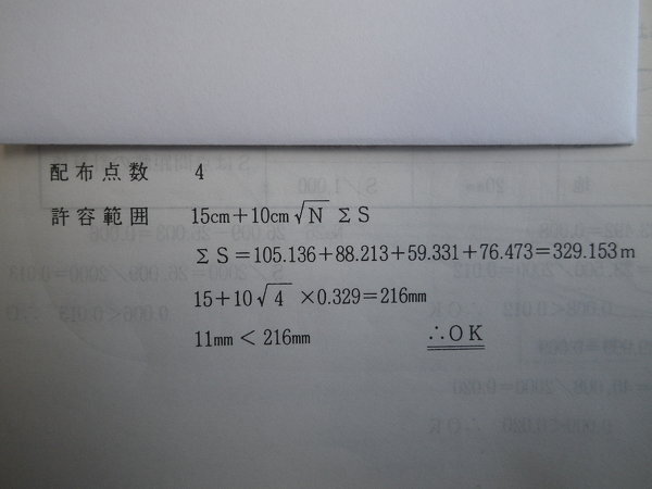 数学の質問です。測量の4級基準点の許容範囲の計算方法なのです